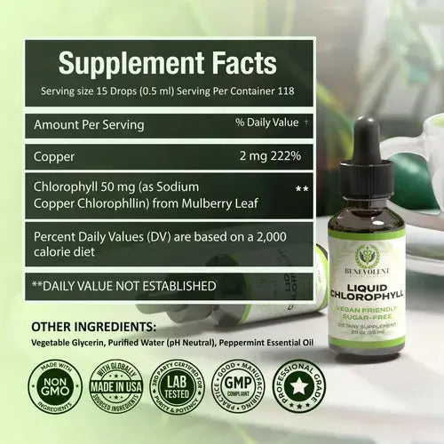 Clorofila Líquida Natural Benevolent Vegano Detox