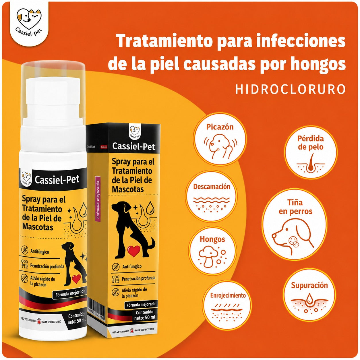 Spray calmante natural para el cuidado de la piel de perro y gato