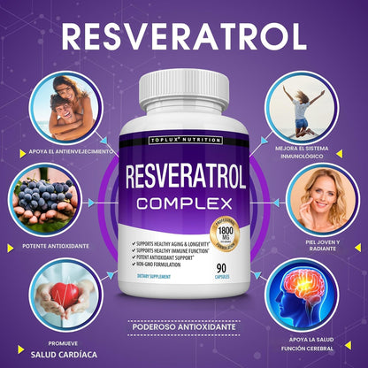 Resveratrol Red Wine Plus 100 Capsulas 1600 Mg