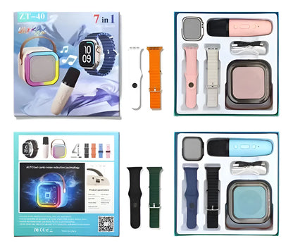 Kit 7 En 1 Parlante Y Smartwatch C/4 Mallas