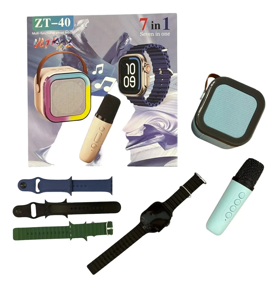 Kit 7 En 1 Parlante Y Smartwatch C/4 Mallas